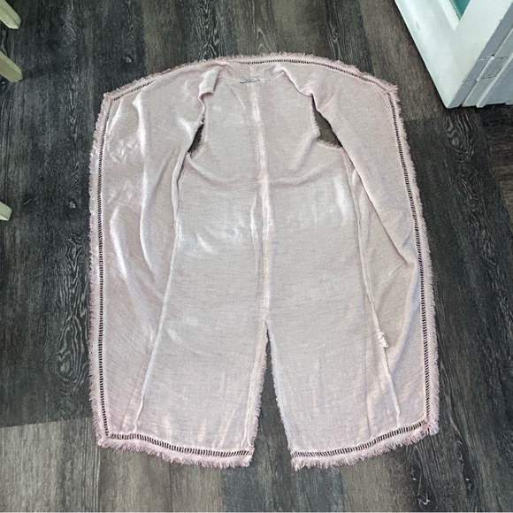 Angela Mara Pale Pink Rag Style Distressed Open Cardigan Size Medium - Picture 13 of 15